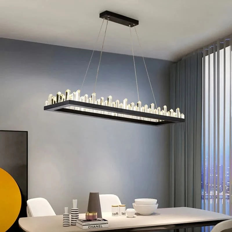 Plafonnier LED en cristal noir et blanc au design moderne | Designix - Luminaire - https://designix.fr