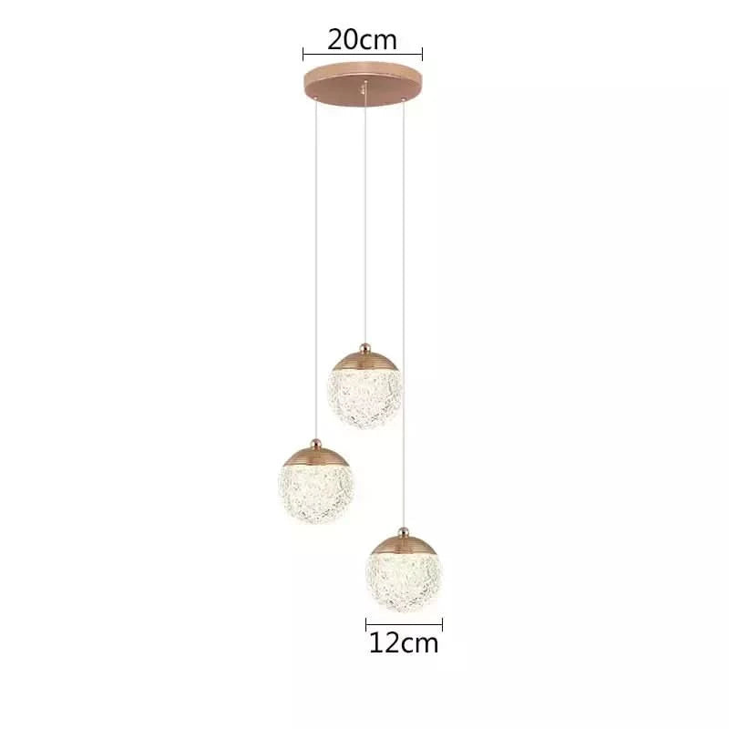 Round Ball Acrylic LED Pendant Light Nordic Indoor Lighting Living Room Decor Dining Tables Bedside Bedroom Hanging Lamp | Designix - 3 heads Warm White - https://designix.fr/