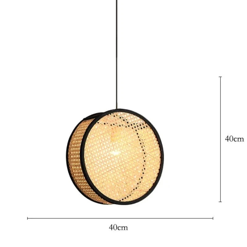 Lustre d'art Rural chinois noyau de bambou rotin LED chambre Restaurant étude lampe à Suspension luminaires décoratifs d'intérieur | Designix - Luminaire B - Diamètre 40 cm - https://designix.fr
