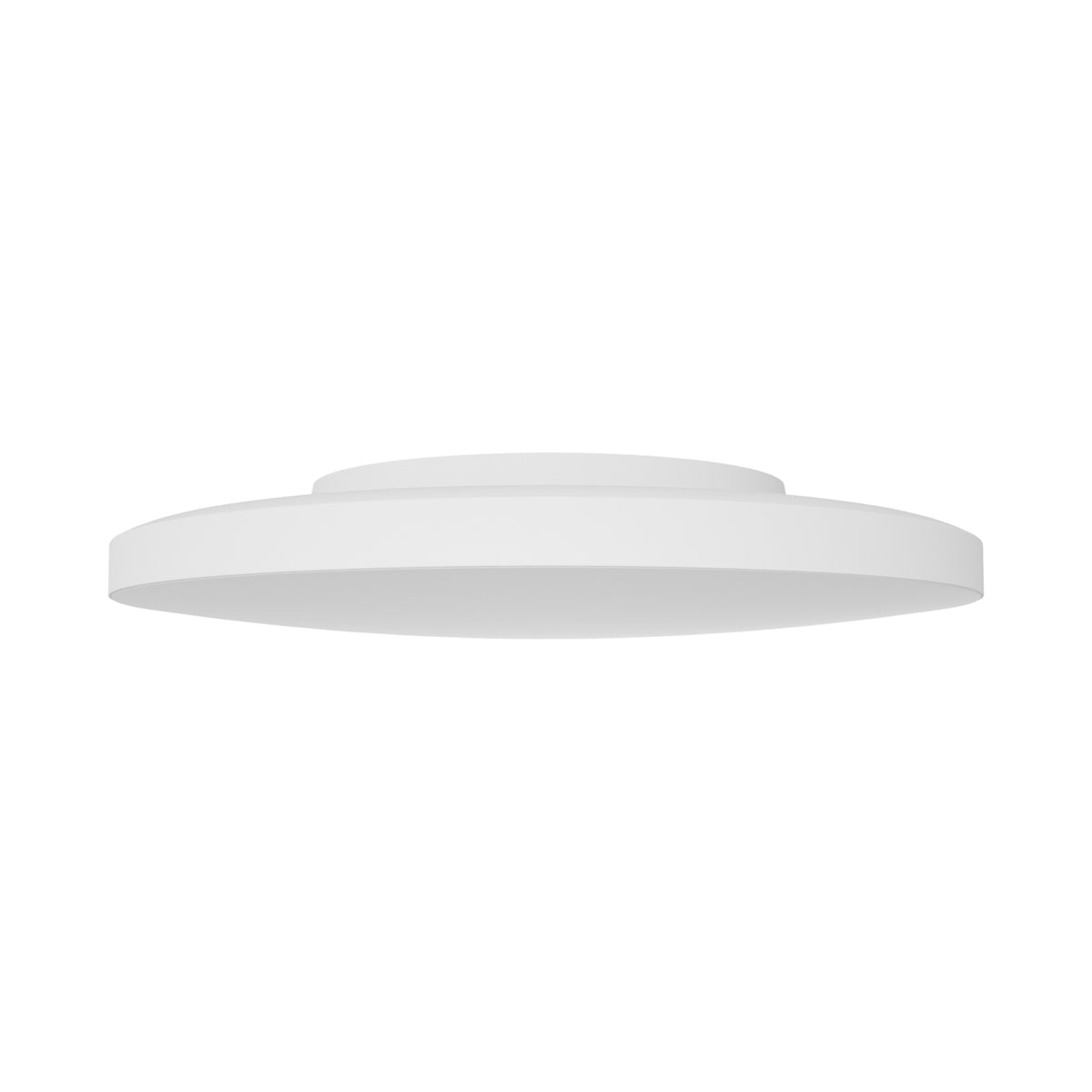 Vue de dessous du diffuseur blanc uniformément éclairé, forme circulaire régulière