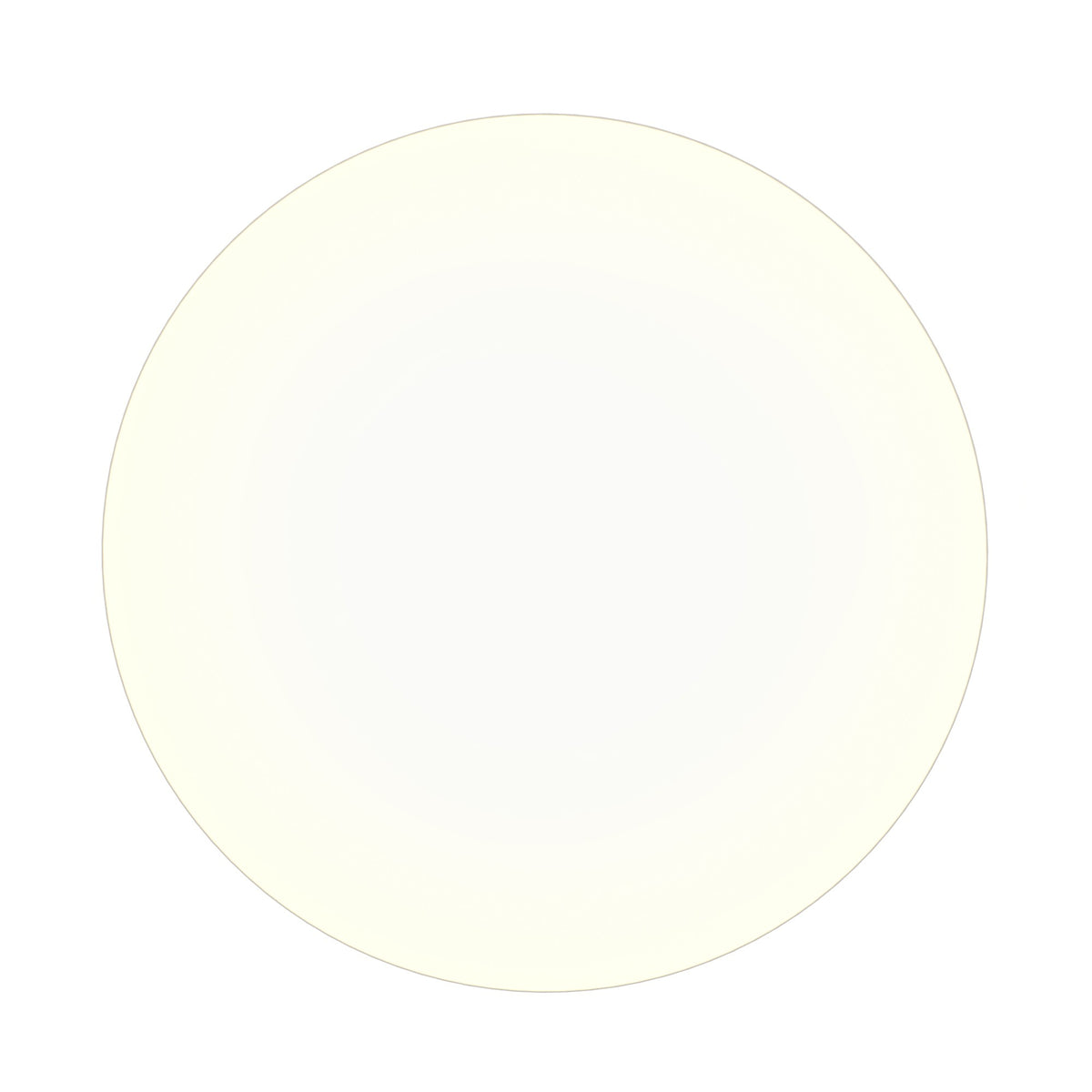 Diffuseur rond vu de face, surface blanche uniforme éclairée en lumière chaude