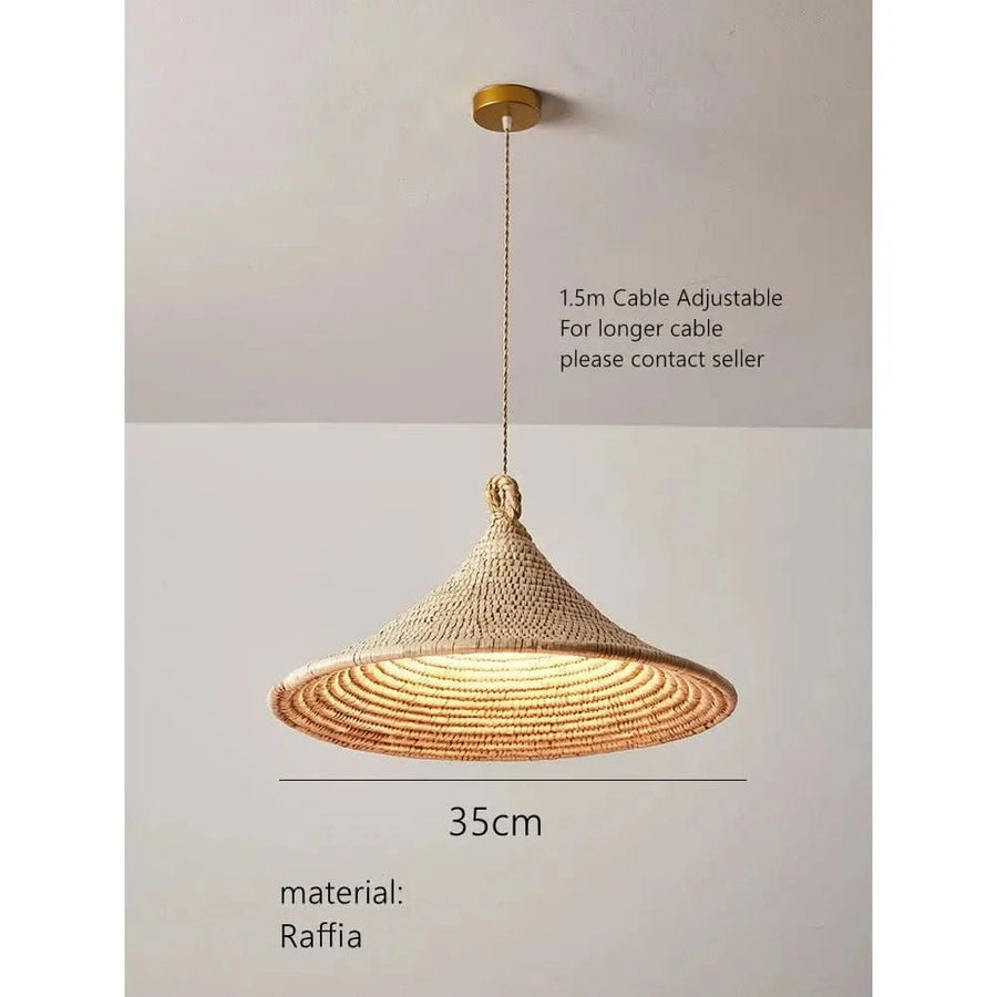 Lustre de style japonais tressé en rotin clair | Designix - Luminaire 35 cm - https://designix.fr