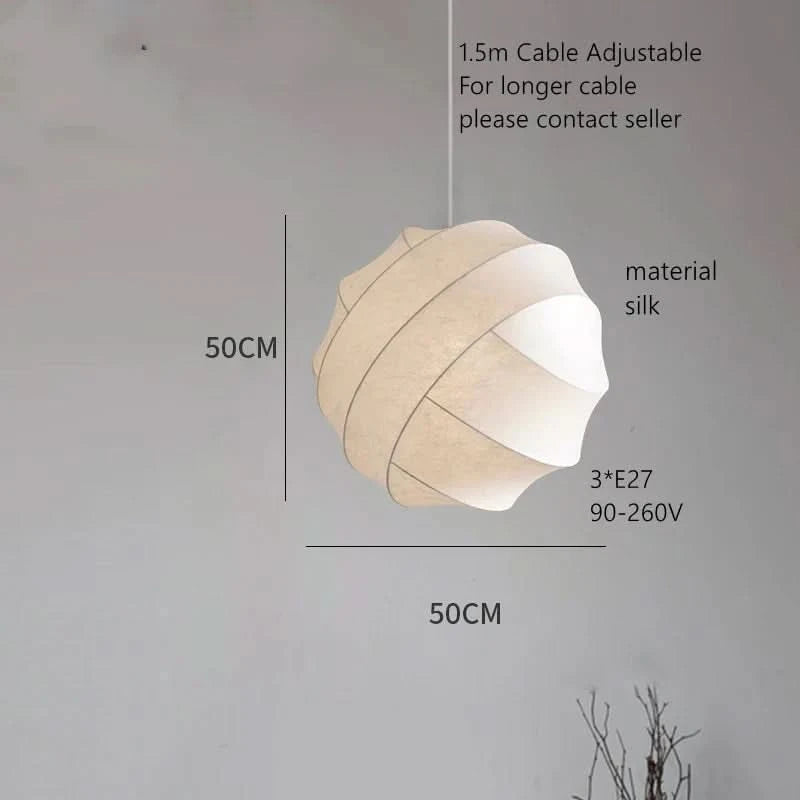 Plan coté du modèle 50 cm avec trois douilles E27 et matière soie