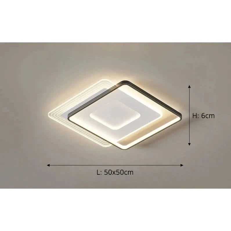 QIYIMEI Living Room Lamp LED Ceiling Lights For Study Dining Room Kitchen Home Decor Indoor Lighting Ceiling Mounted Light Techo | Designix - C Black Square 3 Light no remote - https://designix.fr/