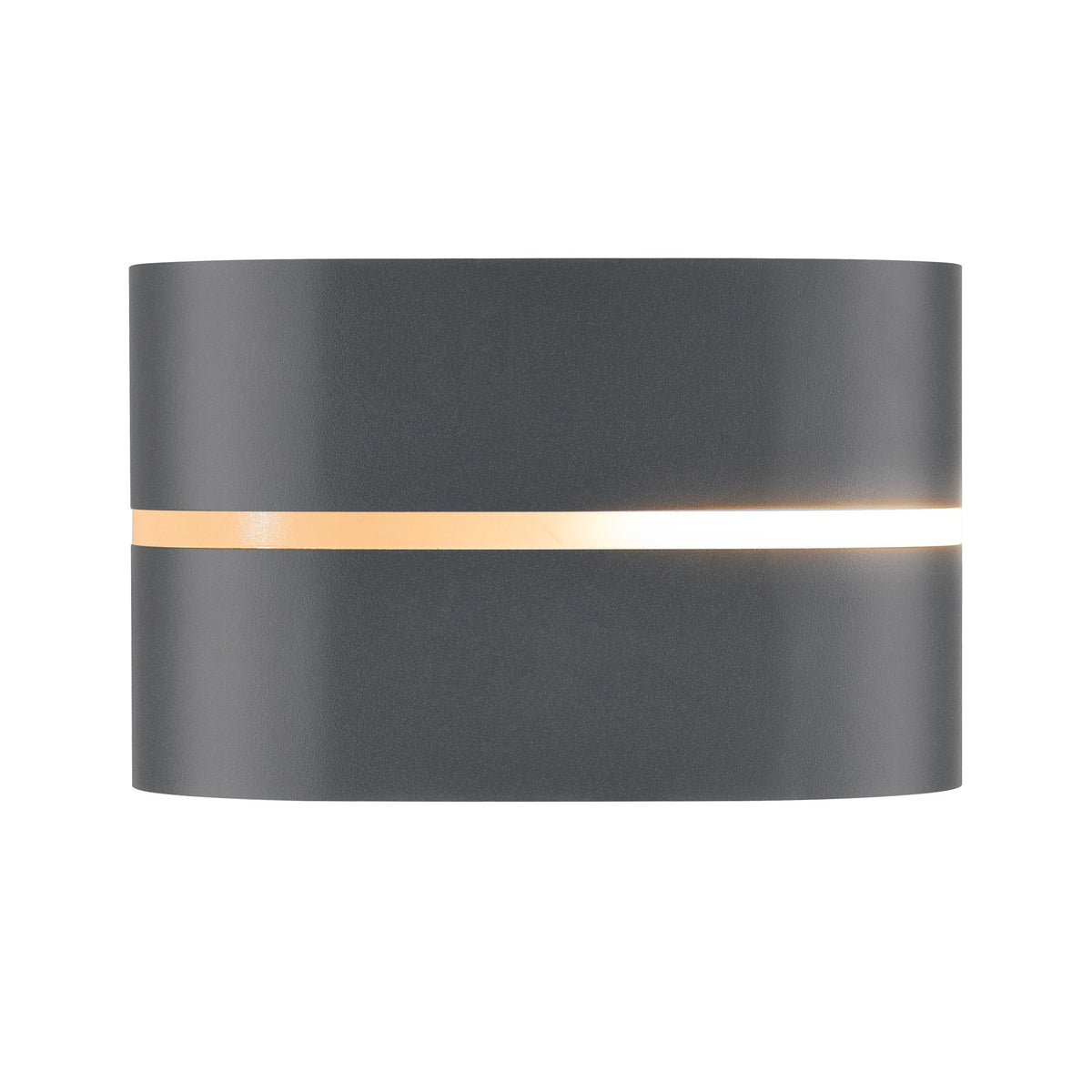 Face avant du modèle gris foncé, diffuseur horizontal diffusant une lumière chaude