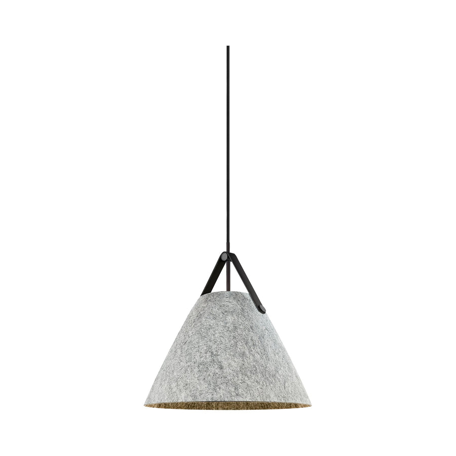 Suspension effet béton gris avec intérieur doré et anse noire apparente