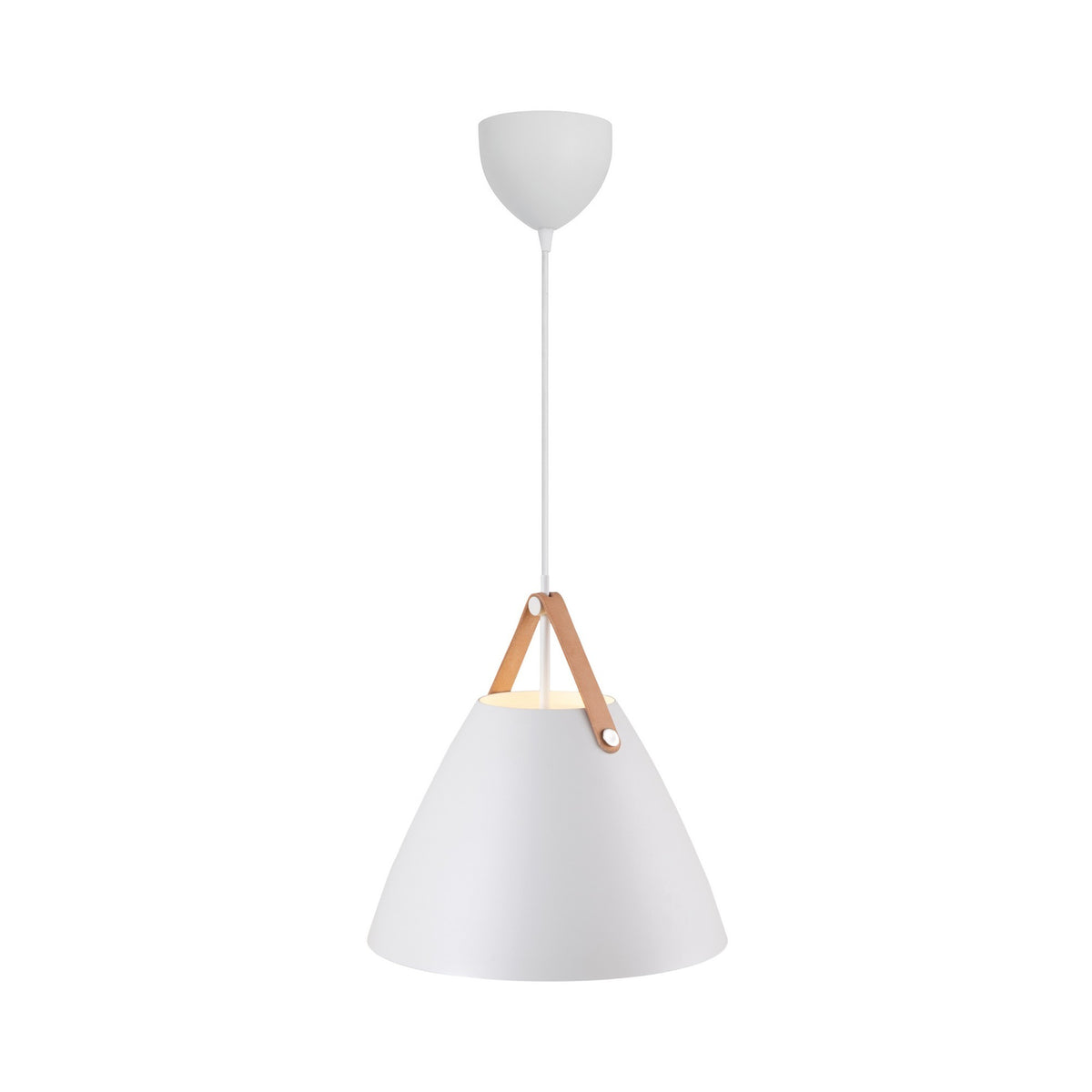 Version blanche du luminaire présentée de face sur fond neutre et uni