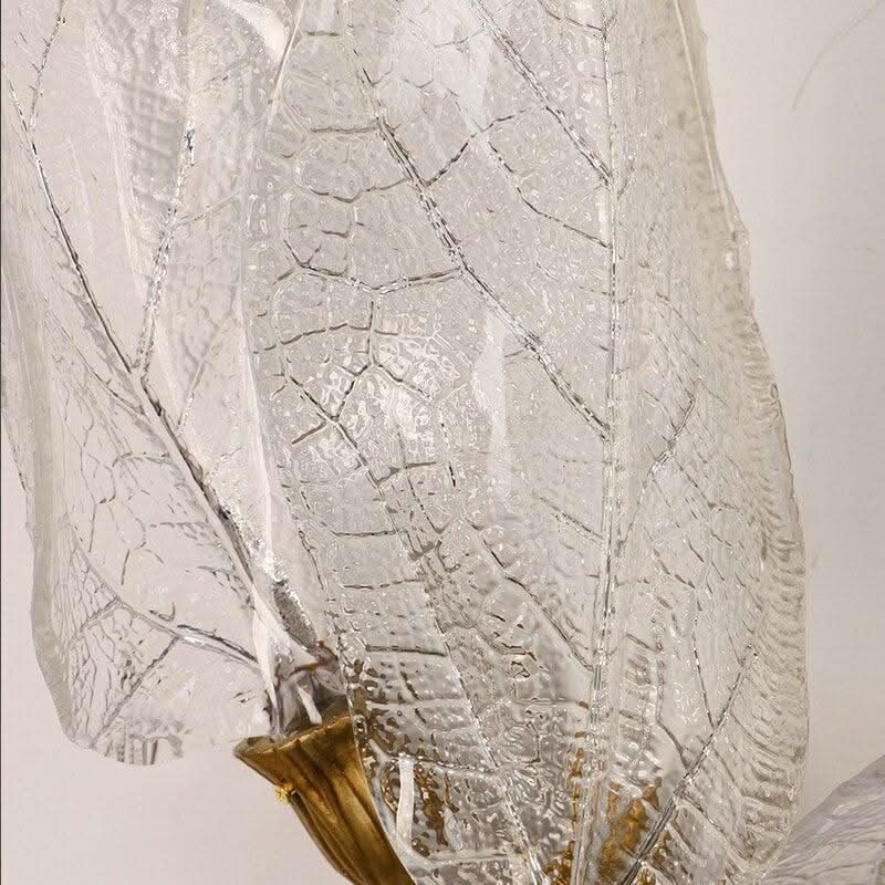 Détail du verre moulé transparent aux nervures imitant une feuille végétale