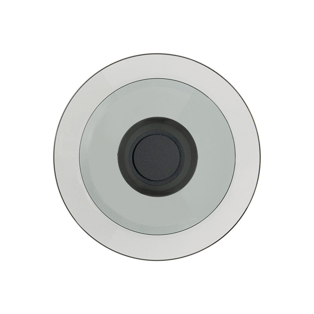 Applique murale ronde en verre fumé, vue de face sur fond blanc