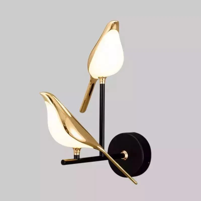 Photo produit fond gris clair de l'applique double oiseau, lumière éteinte.