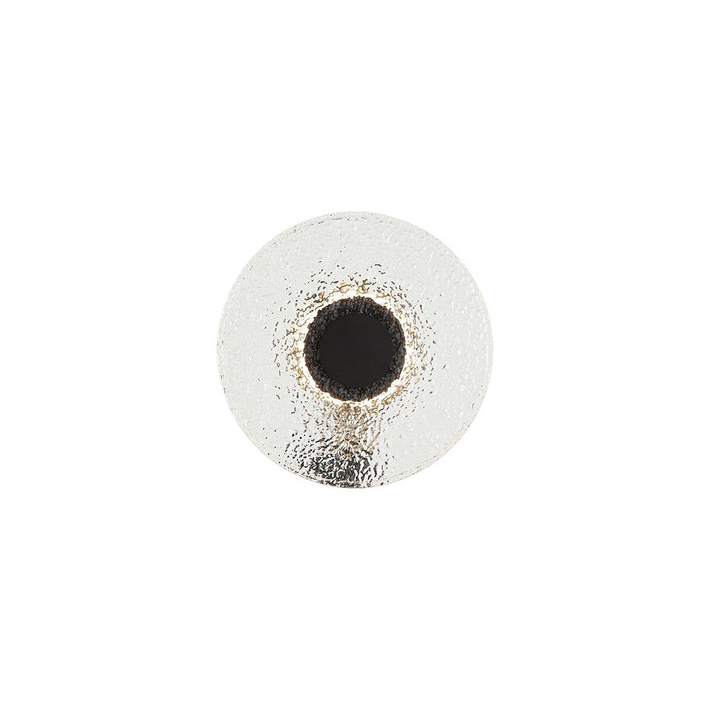 Vue de face de l'applique ronde en verre texturé à centre noir mat