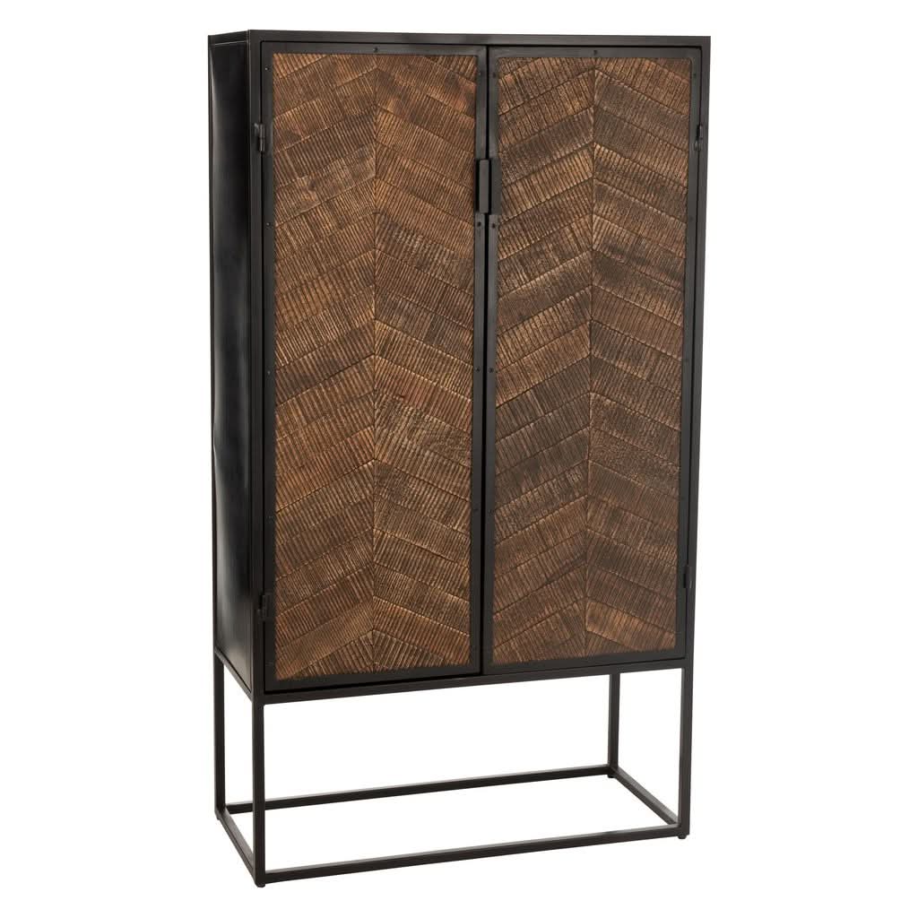 Armoire Bar Fer Bois Mangue | Anil - Designix Armoire