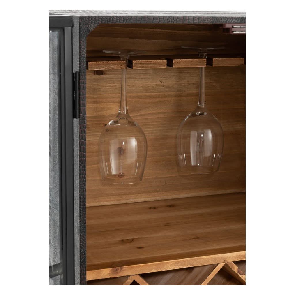 Armoire Bar Noir Bois Verre | Zani - Designix Armoire