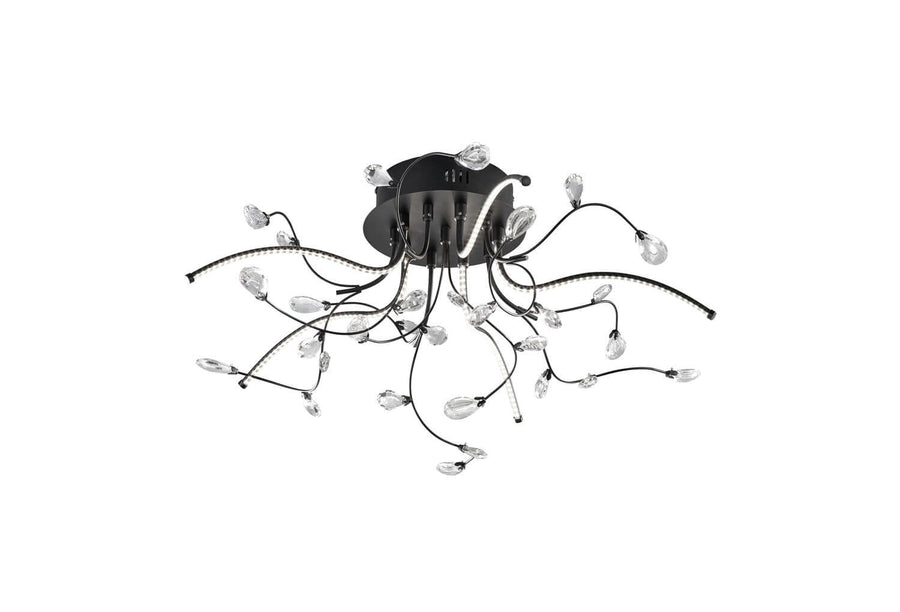 Plafonnier Crystal noir, Ø 54 cm