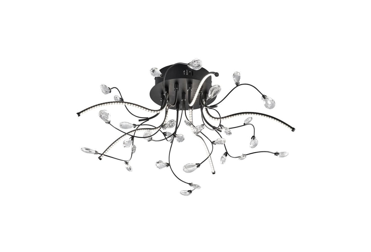Plafonnier Crystal noir, Ø 54 cm