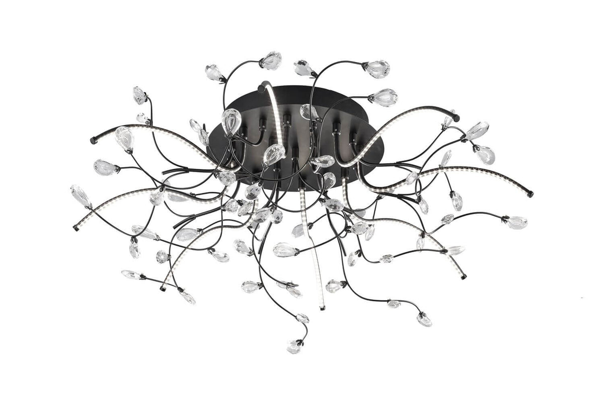 Plafonnier Crystal noir, Ø 77 cm