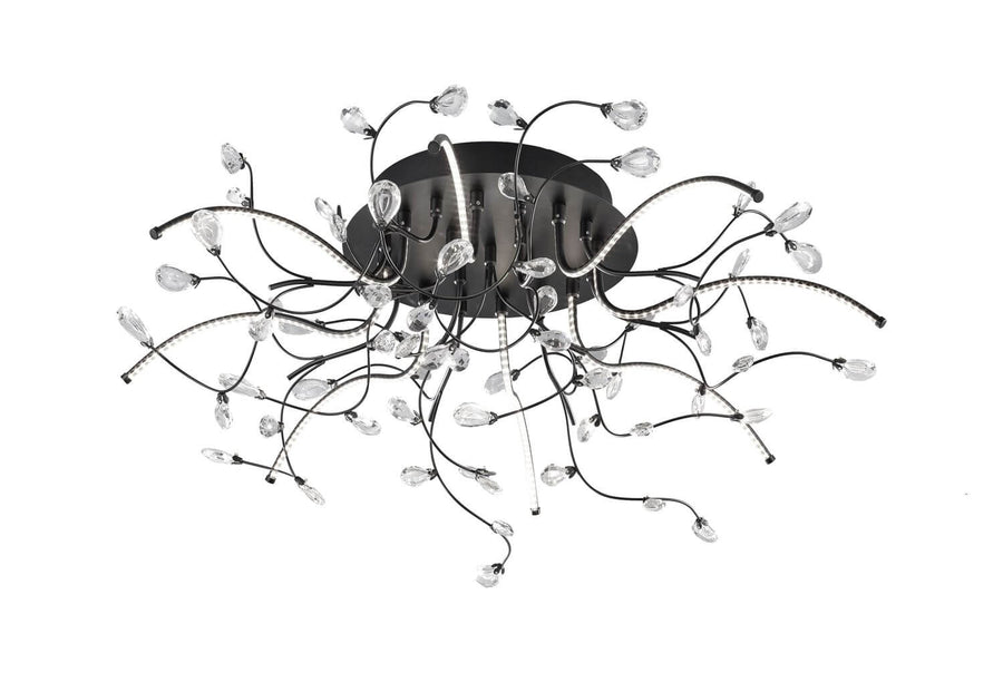 Plafonnier Crystal noir, Ø 77 cm