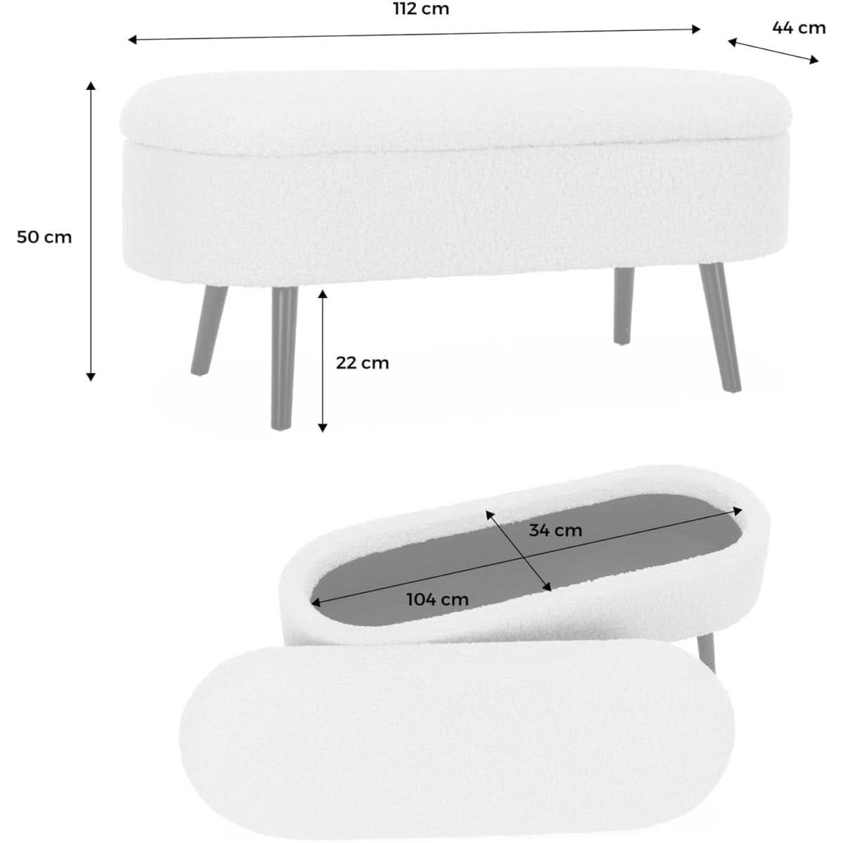 Banc Coffre Revêtement Bouclette | Fable - Designix Banc