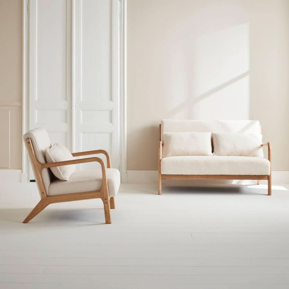 Banquette et Fauteuil Bois Bouclette | Confort Scandi - Designix Banquette