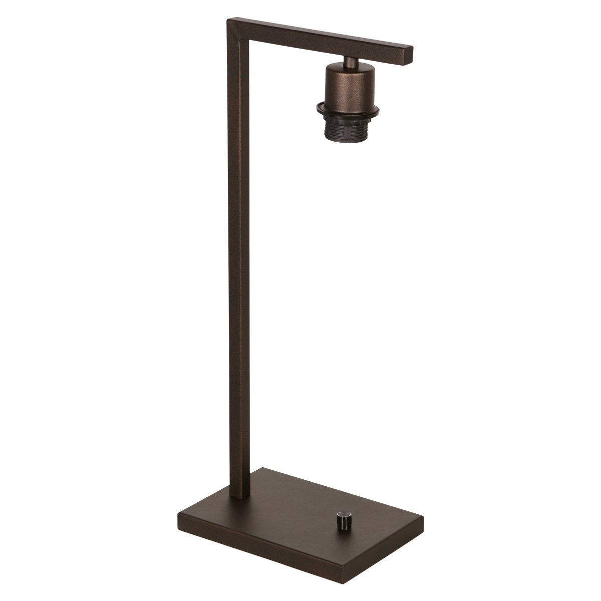 Autre angle du luminaire sur fond blanc, montrant le bras en L.
