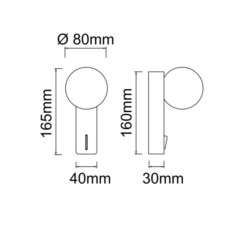 Applique murale Boletta avec interrupteur, verre