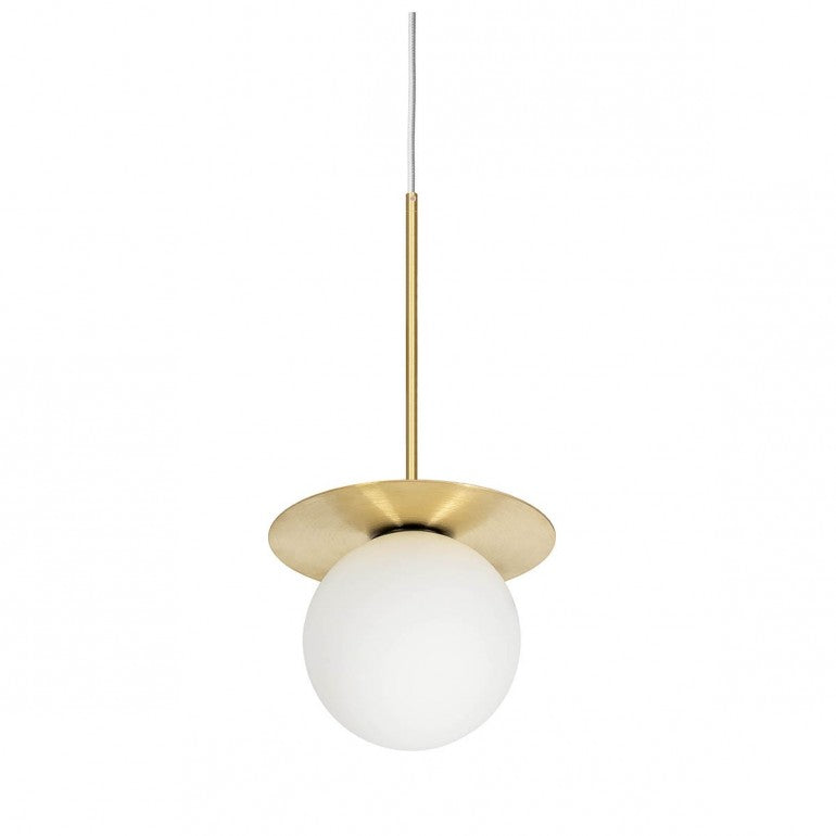 Suspension luminaire BORRA B Blanc, détail laiton