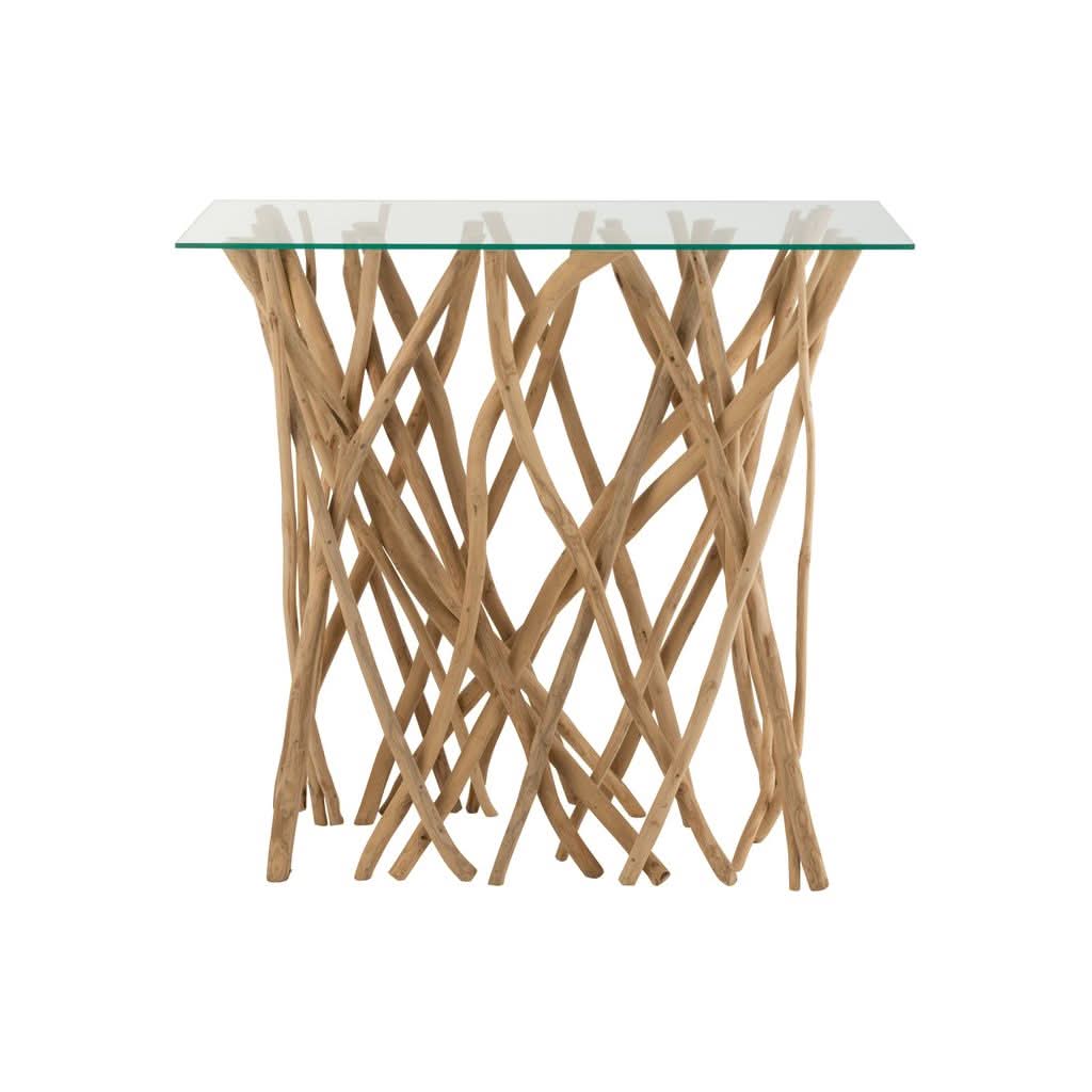 Branches Console Bois Teck Verre | Vela - Designix Console