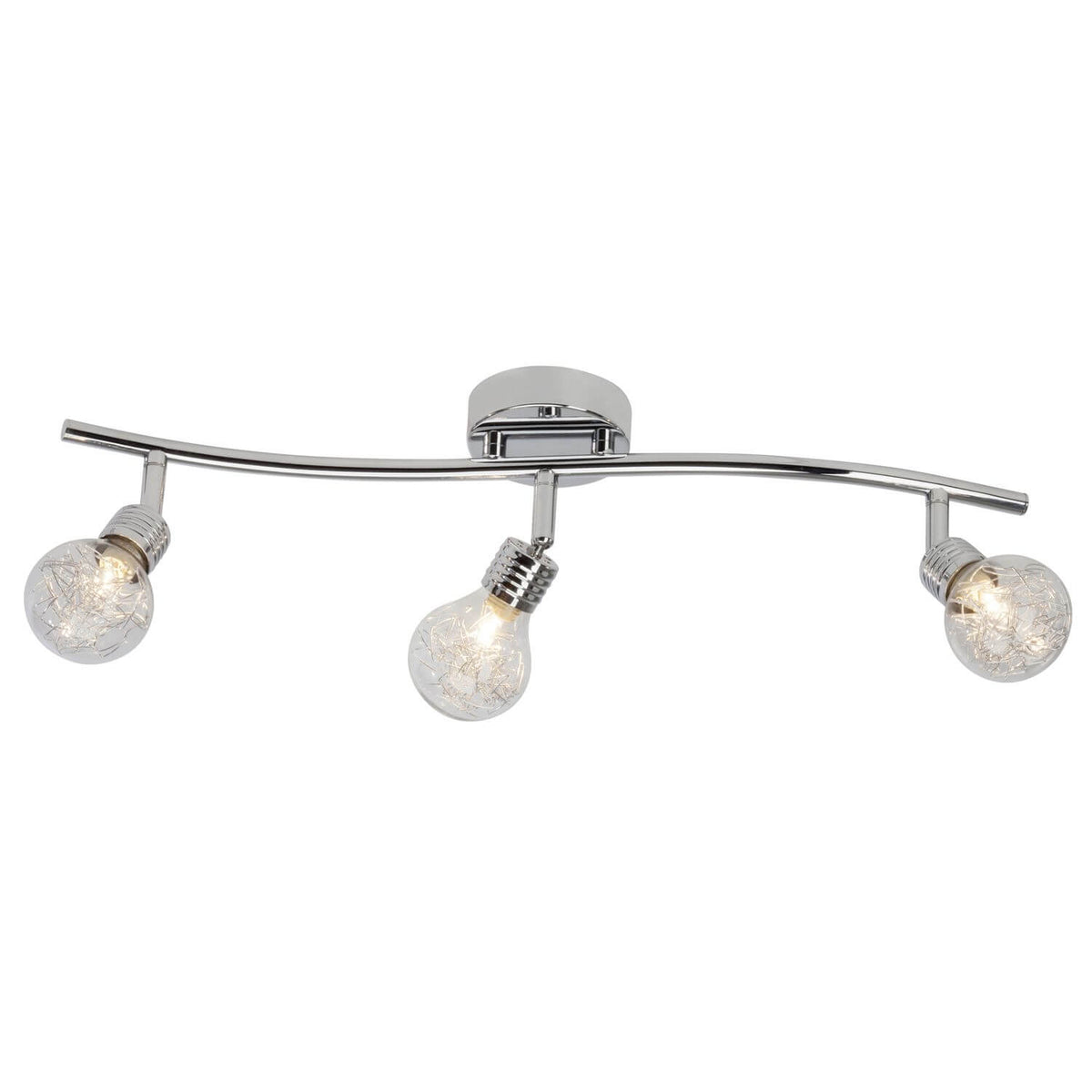 Plafonnier Bulb 3 lumières chromé, verre