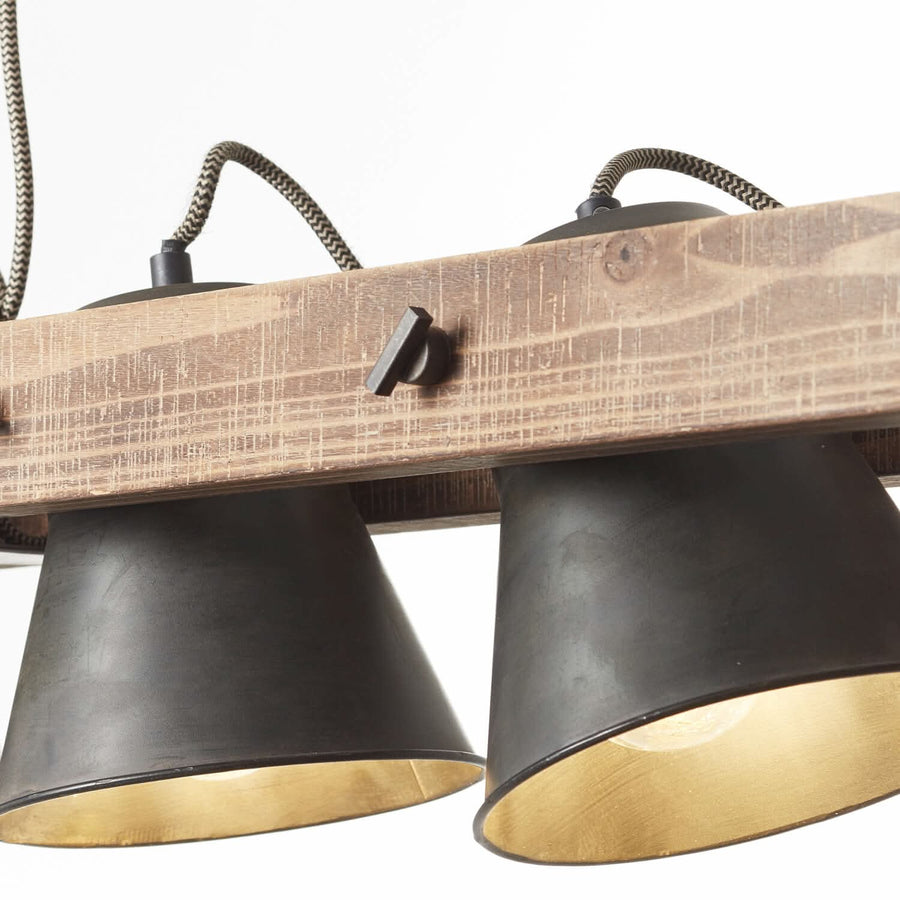 Suspension Decca 2 lumières noire, bois