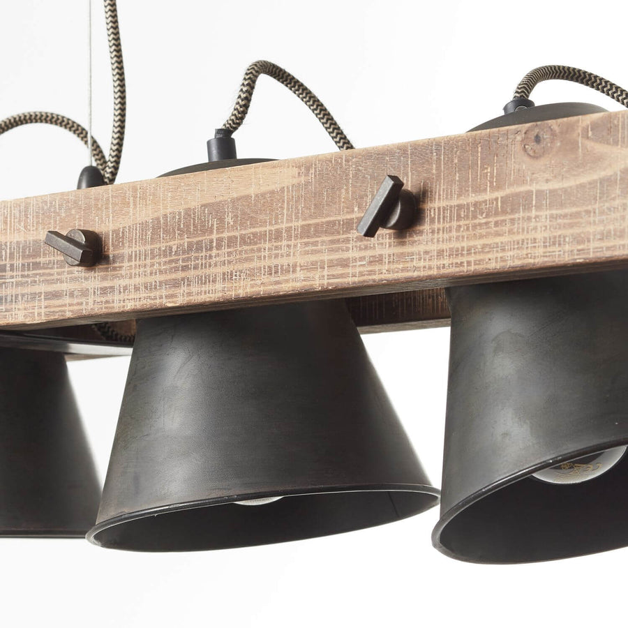 Suspension Decca 5 lumières noire, bois