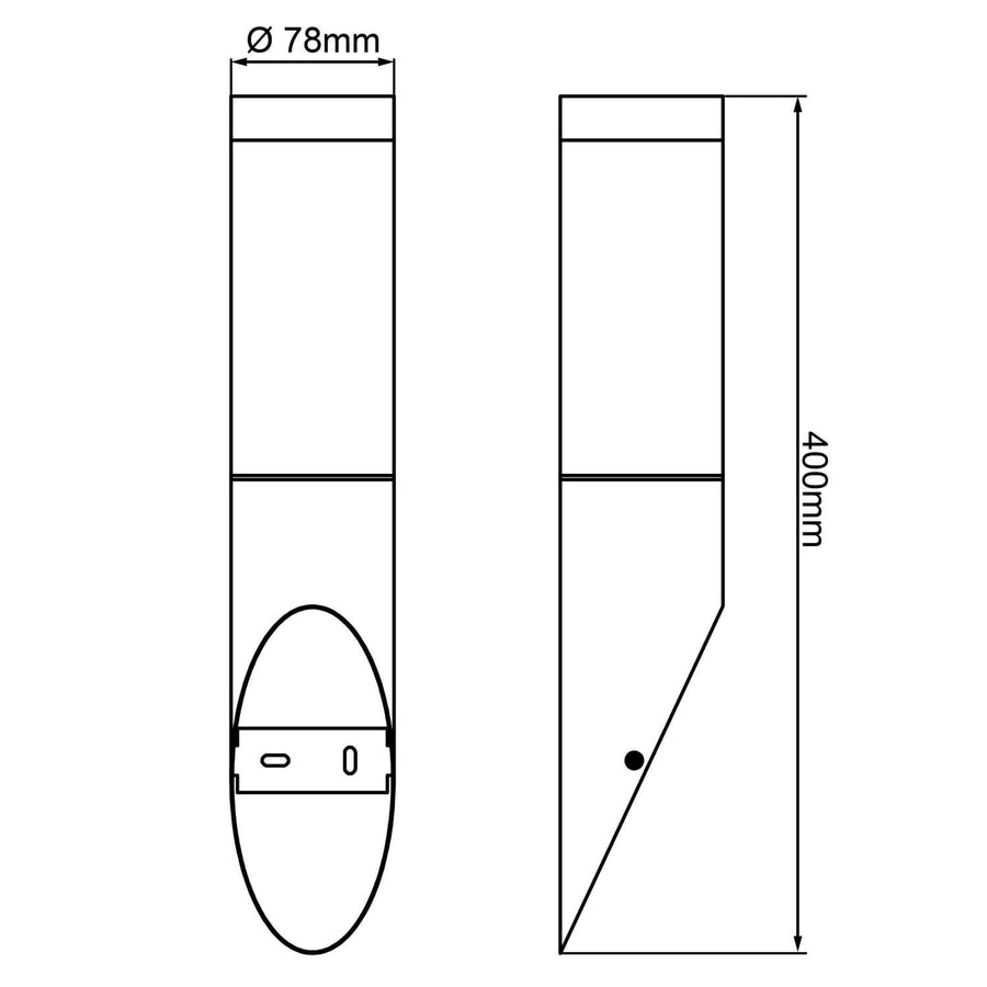 Schéma coté indiquant un diamètre de 78 mm et une hauteur de 400 mm