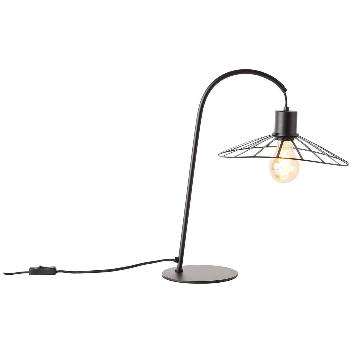 Profil de la lampe montrant le câble d'alimentation et l'interrupteur