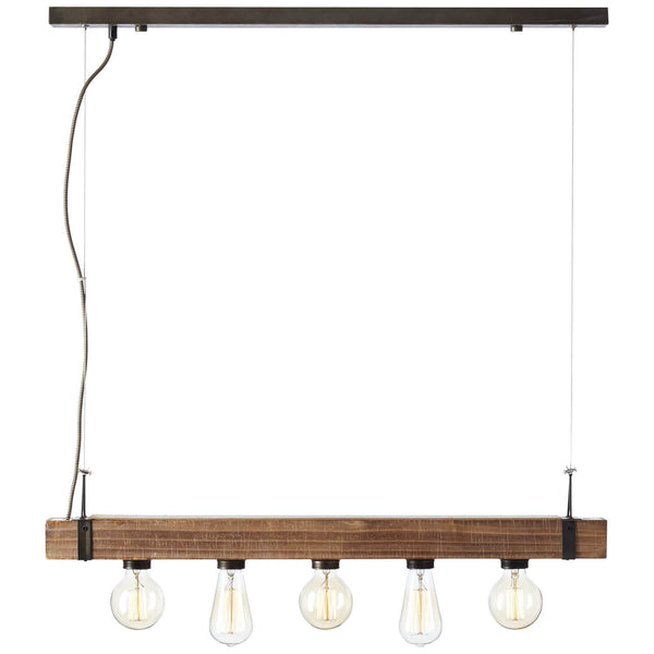 Suspension Woodhill 5 lumières noire, bois