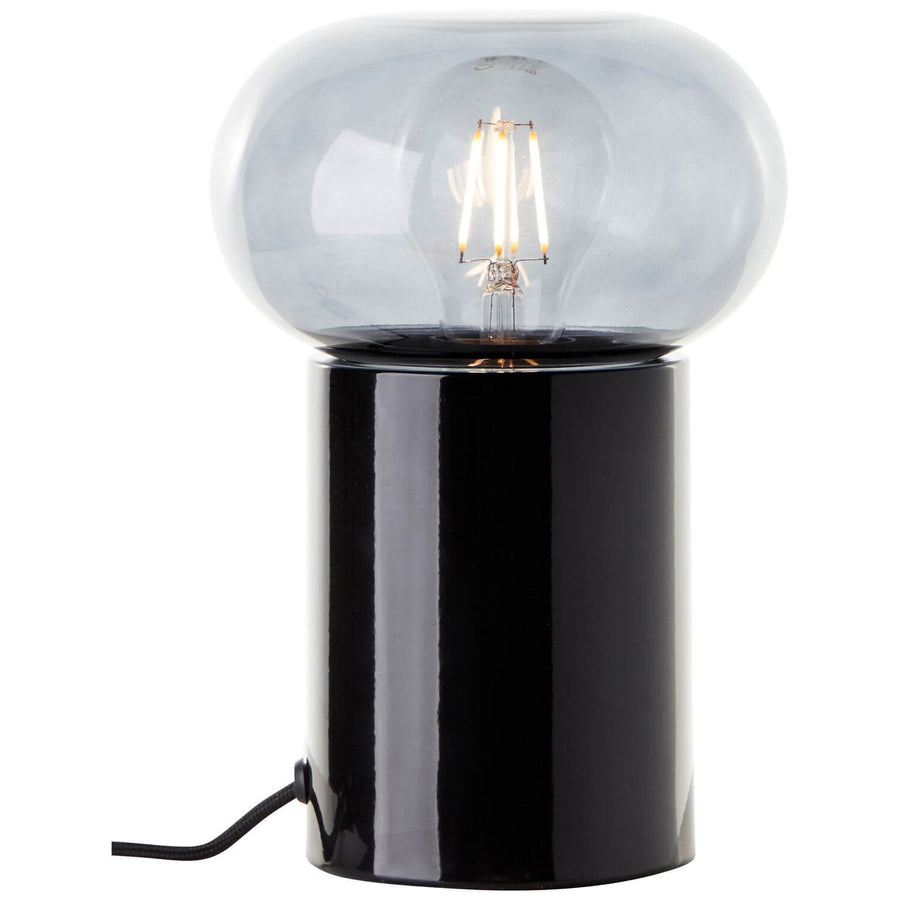 Lampe à poser Knut noire mat et fumée, verre