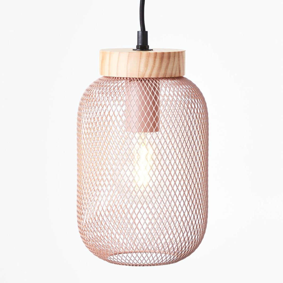 Suspension Giada rose et bois