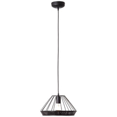 Suspension Tory noire mat, rotin