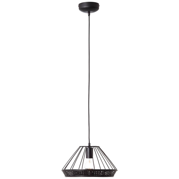 Suspension Tory noire mat, rotin