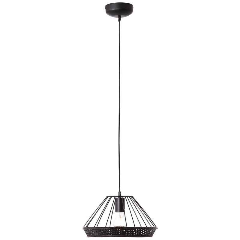 Suspension Tory noire mat, rotin
