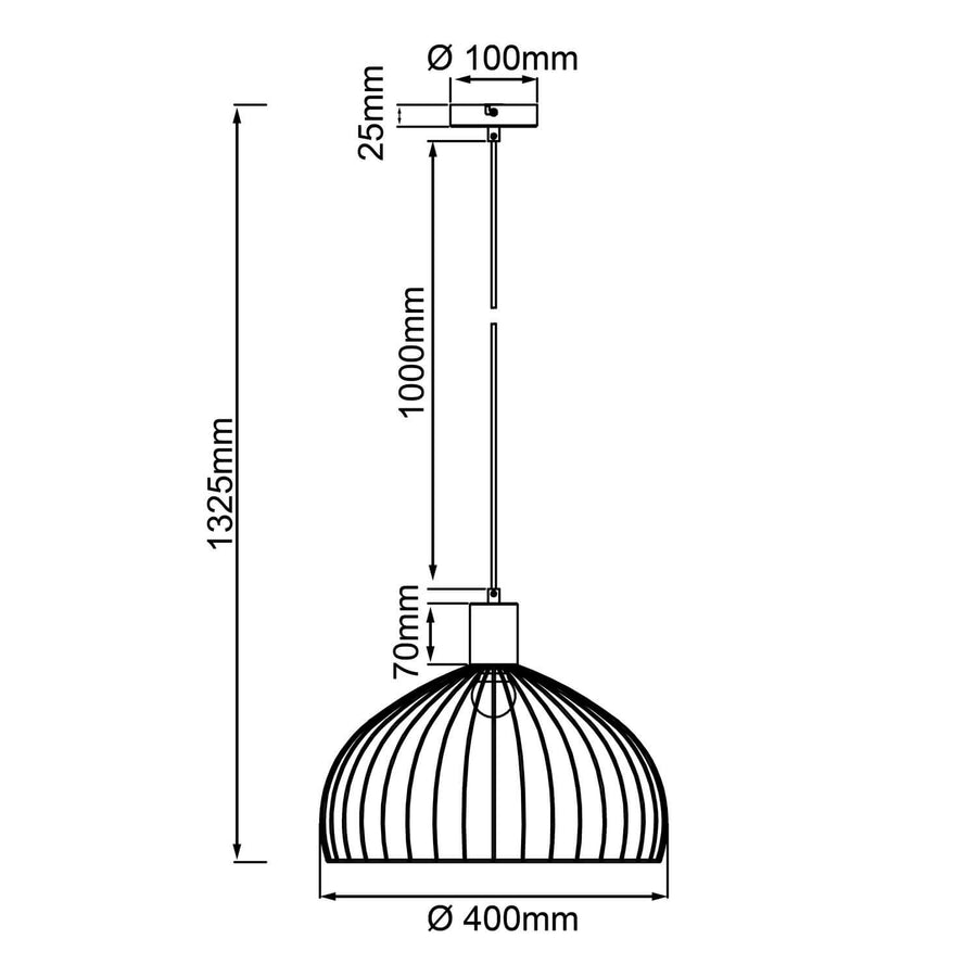 Suspension Blacky noire mat, H 135,5 cm