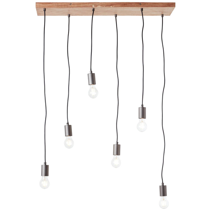 Suspension Rustik 6 lumières noire et bois