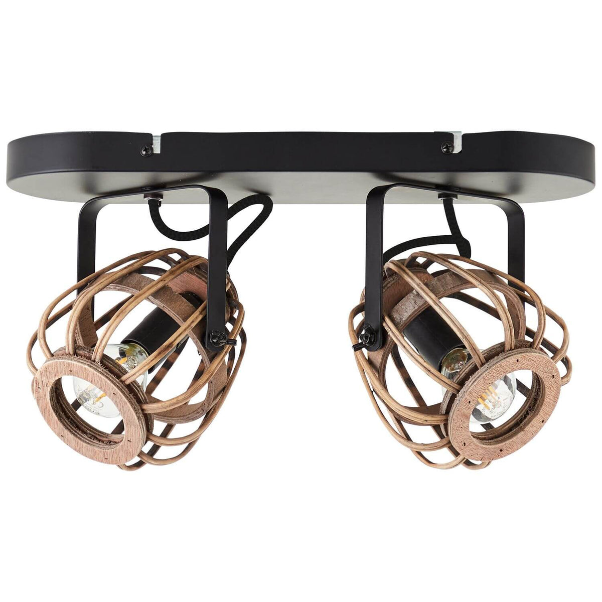 Second angle de face montrant les deux cages rotin et douilles noires