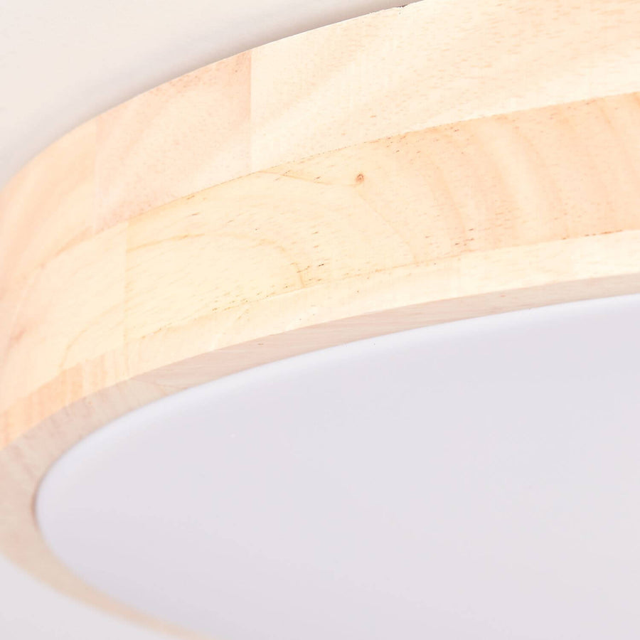 Plafonnier Slimline bois clair et blanc, Ø 50 cm