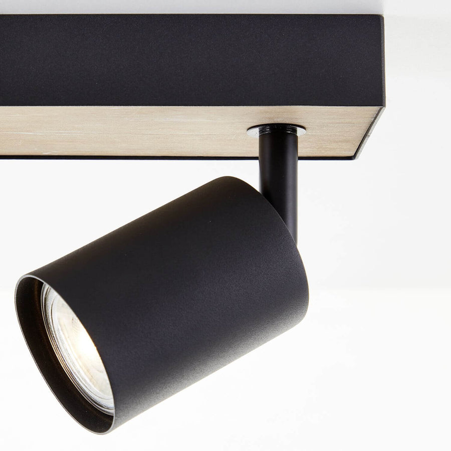Plafonnier Jello Wood 2 lumières noir et bois
