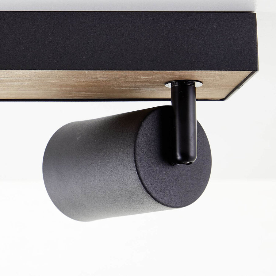 Plafonnier Jello Wood 4 lumières noir et bois