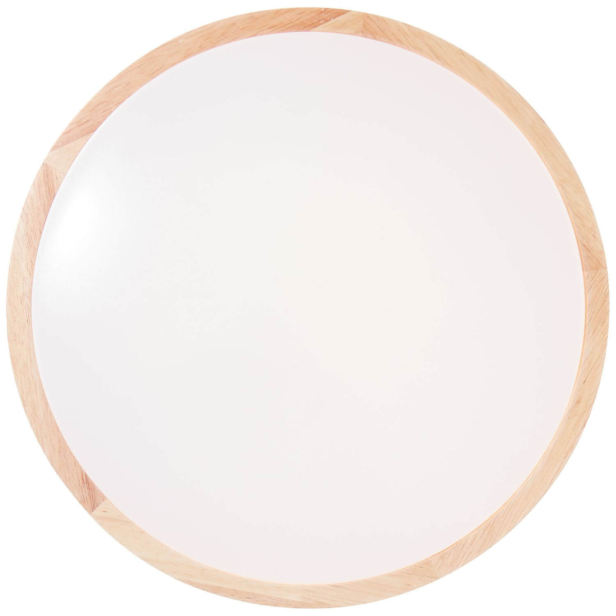Vue du dessous, face lumineuse blanche entourée d'un cercle de bois