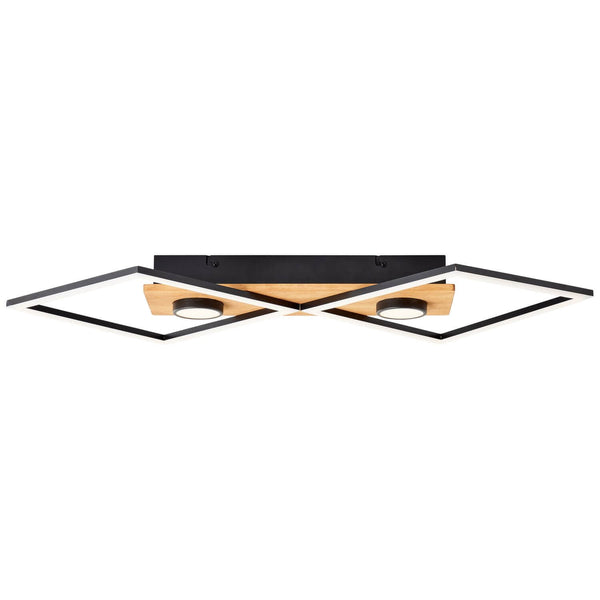 Plafonnier Woodbridge noir et bois