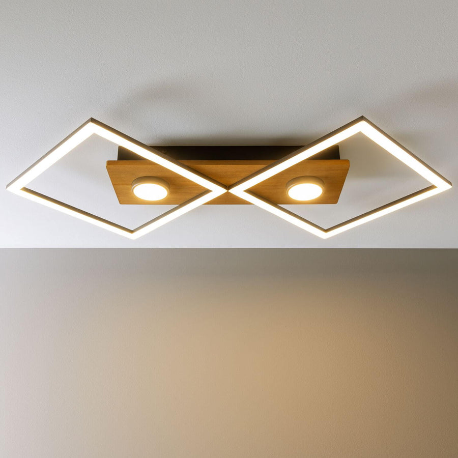 Plafonnier Woodbridge noir et bois