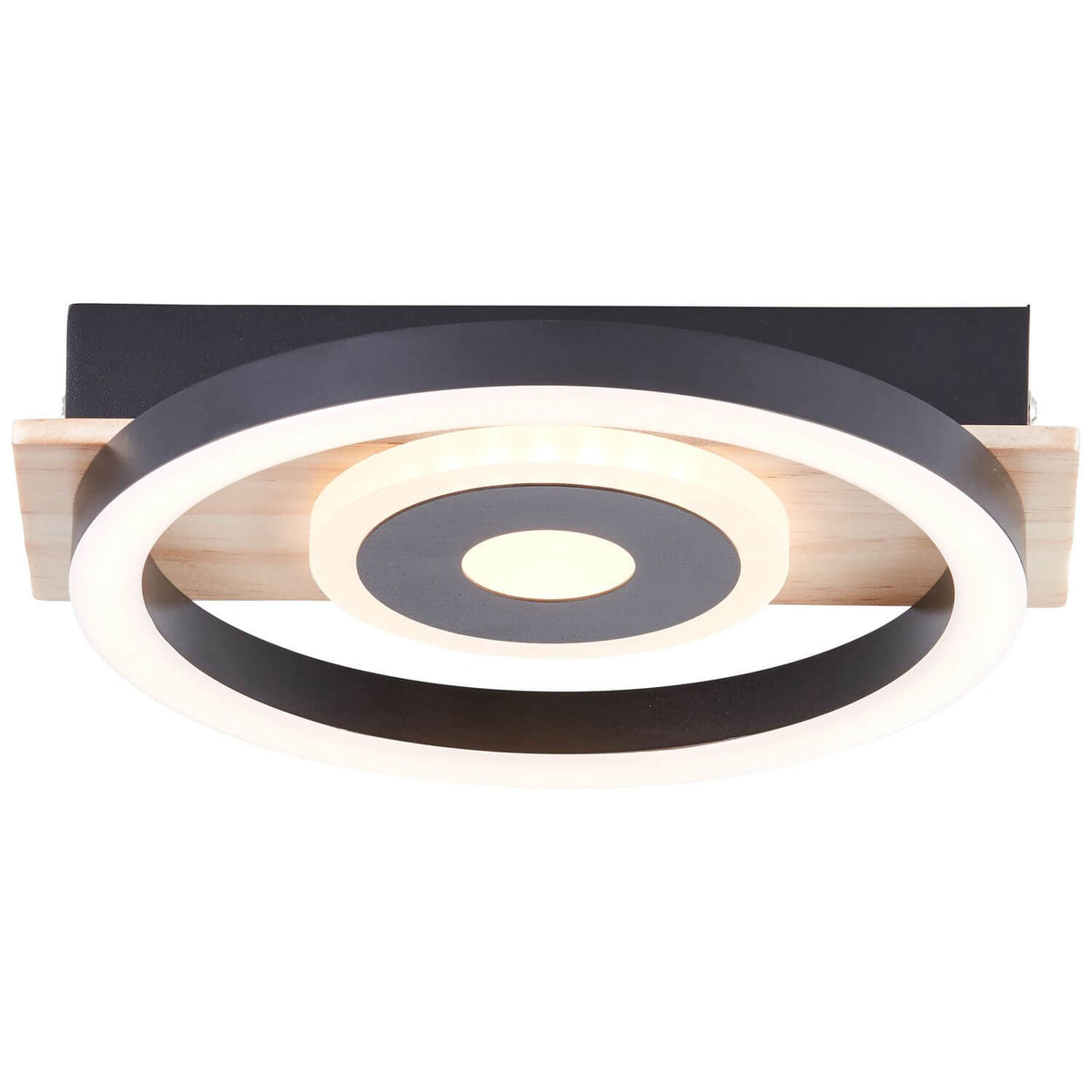 Plafonnier Maureen noir et bois, L 22 cm