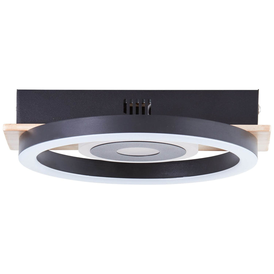 Plafonnier Maureen noir et bois, L 22 cm