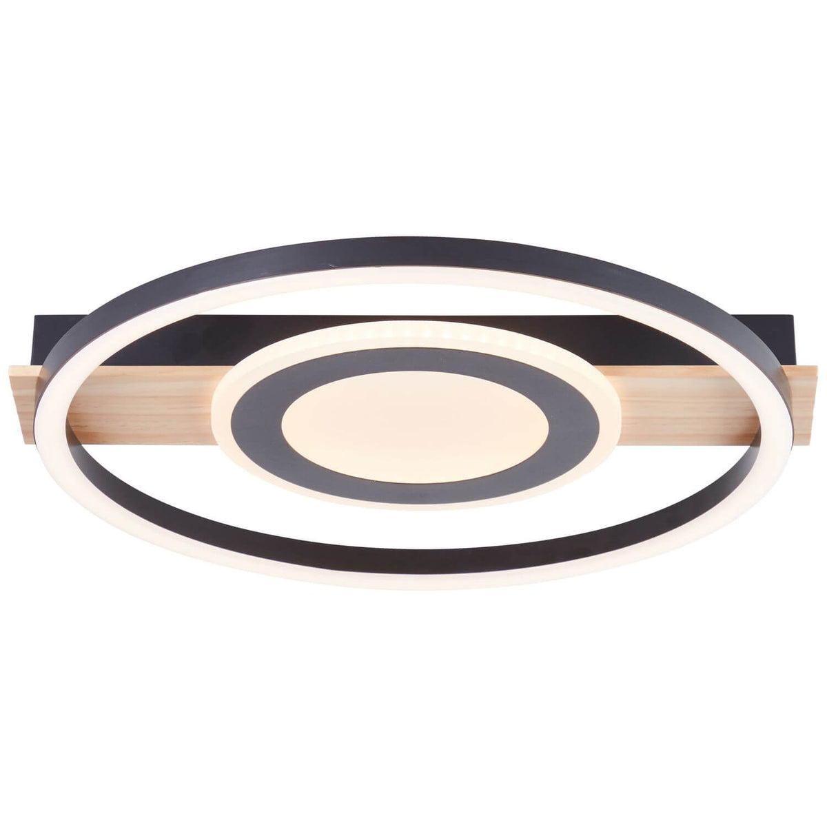 Plafonnier Maureen noir et bois, L 39 cm (G99927A76)